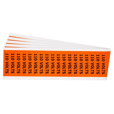 Brady 110 Volts Conduit and Voltage Lbls 0.5 in H x 2.25 in W BK on OR 5/PK 152381